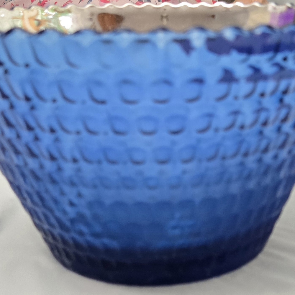 Blue Textured Glass Bowl